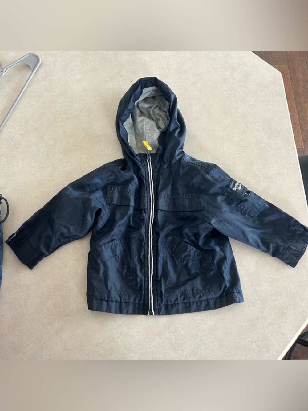 OshKosh B'gosh Navy Hooded Rain Jacket with Grey Lining